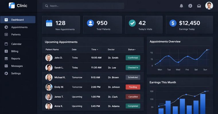 Dashboard clínica de transplante capilar