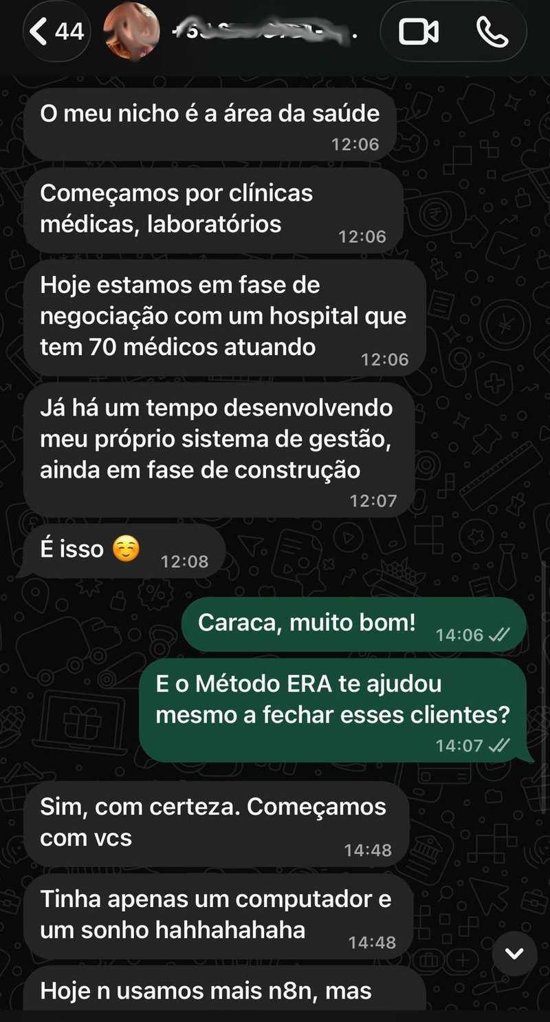 Conversa com aluno do Método ERA que fechou cliente